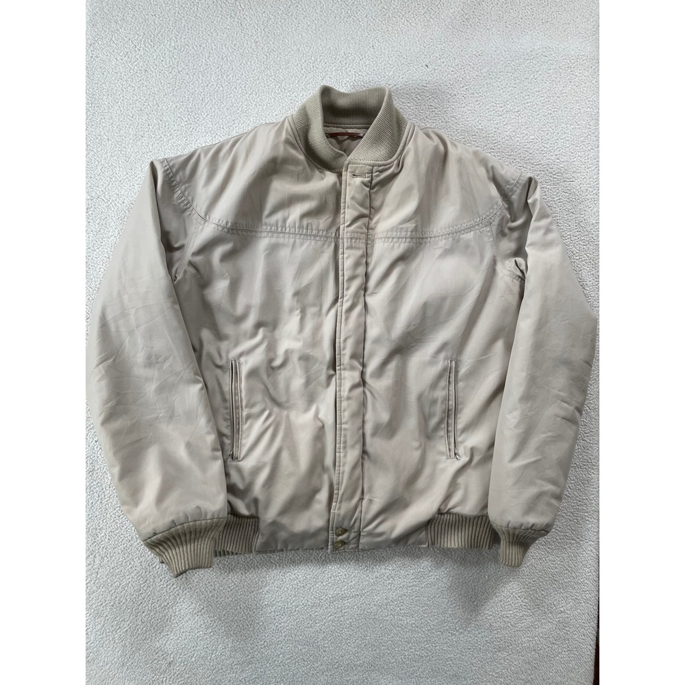 80s Vintage Catalina Mens 42 Long Varsity Bomber Jacket Tan Quilted Lining